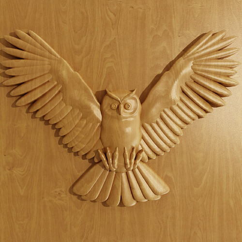 owl totem wood render