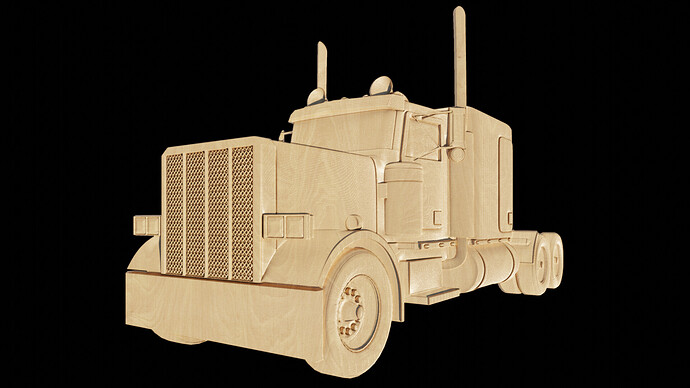 semi truck wood render