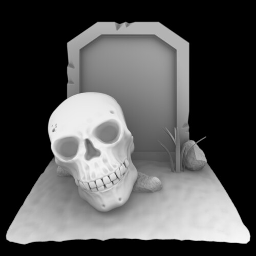 skull on grave